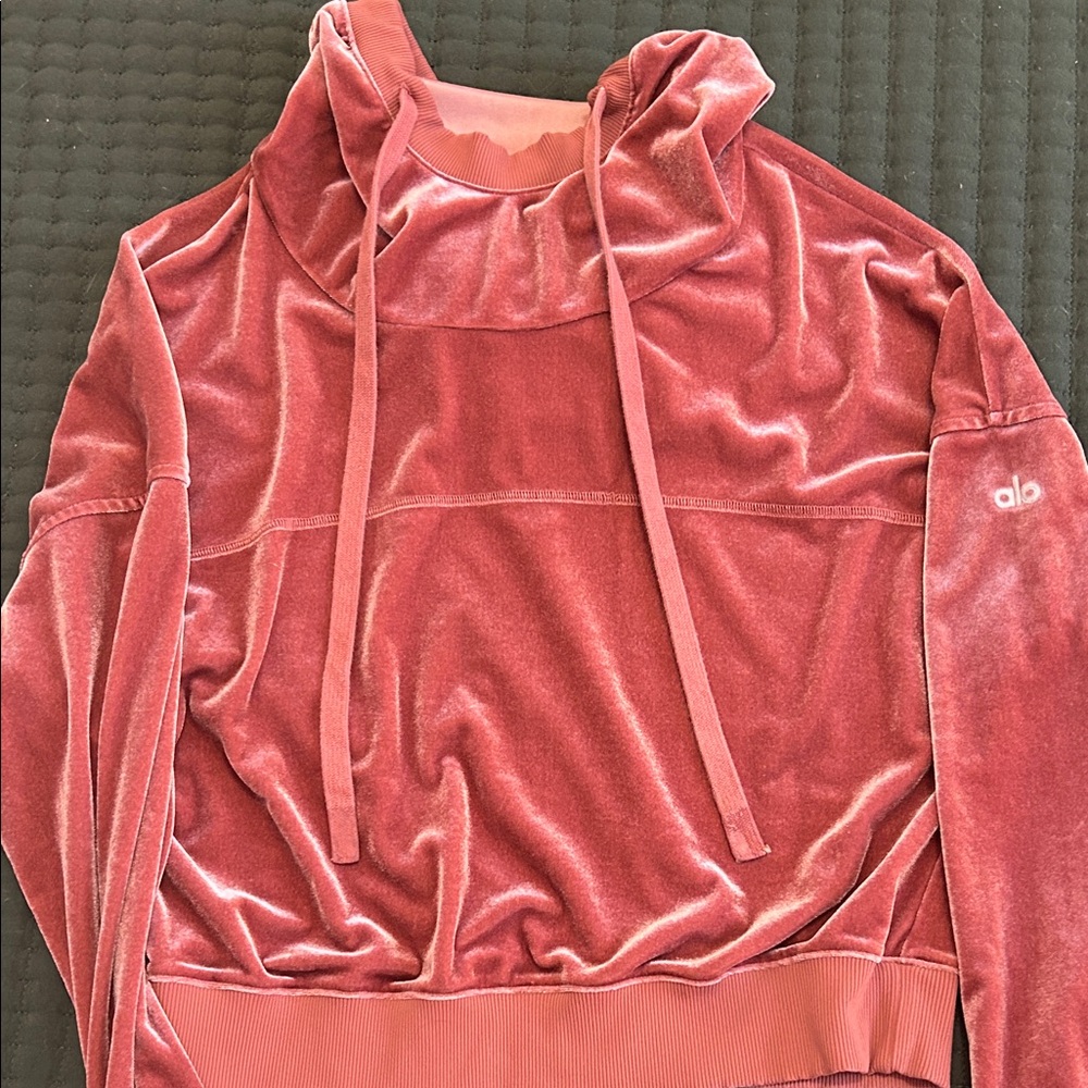ALO Yoga Pink Velvet Hoodie